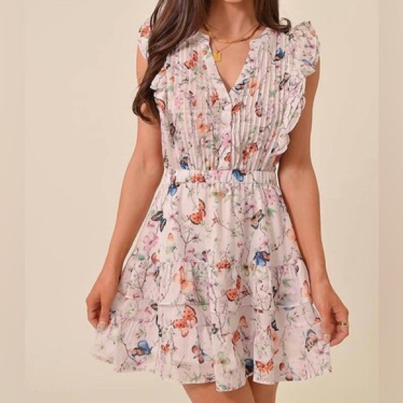 Kianna Cotton Butterfly Print Dress - Picture 4 of 16